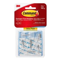 Command Hook 17065CLR-6ES Medium Clear Wire, Pack of 6